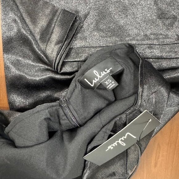 NWT Lulus Zoyah Black Satin Backless Midi Dress - Picture 6 of 8